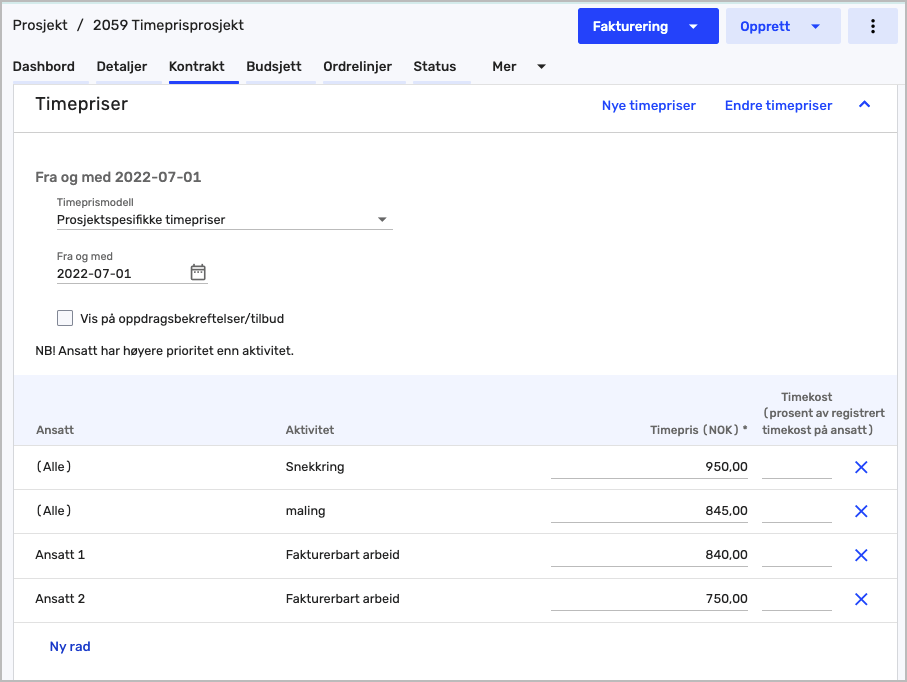 Hvordan Fungerer Prosjektspesifikke Timepriser? – Tripletex Hjelpesenter